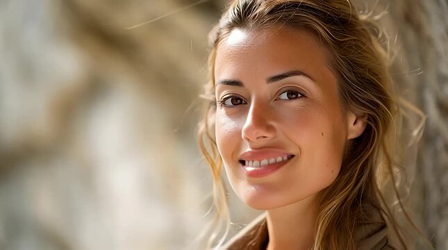 Pensive young woman with flowing blonde hair gazes thoughtfully into the distance captured in a close-up profile portrait conveying serenity and introspection