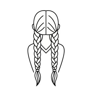 Illustration of a person with two braids