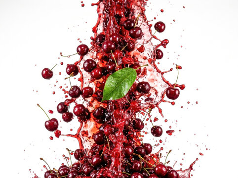 Cherries with Red Juice Splash