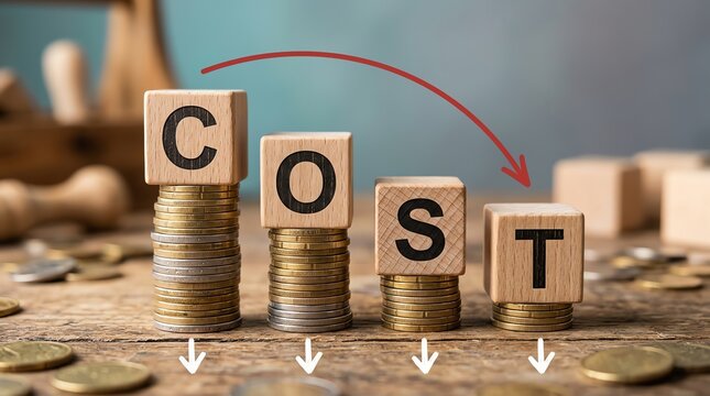 Wooden Blocks Spell Cost with Decreasing Arrow and Coins