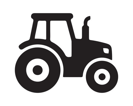 Farm tractor agricultural vehicle heavy machinery icon silhouette with agriculture illustration transport automotive equipment countryside