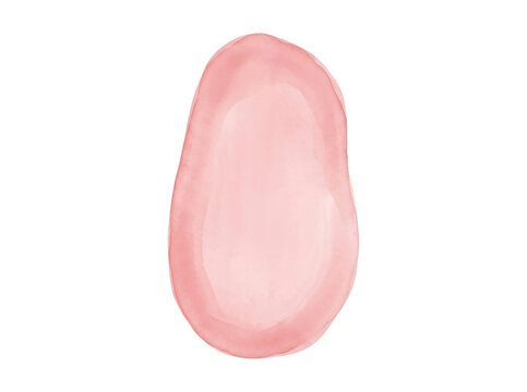 Ein einzelner, organischer Pinselstrich in zartem Pastellrosa auf einem sauberen wei&szlig;en Hintergrund, der eine weiche, abstrakte Form mit aquarellartigen Texturen und sanften Farbverl&auml;ufen darstellt.