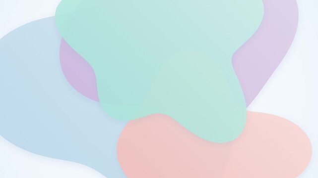 Abstract light background with soft pastel fluid layers in mint, pink, blue, and purple. This seamless opal aura motion graphic loop is perfect for modern video designs.