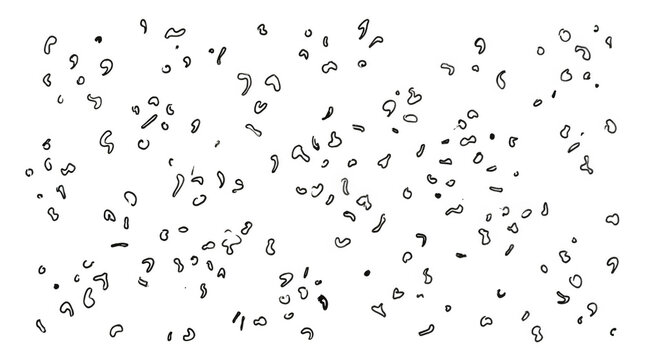 Padr&atilde;o abstrato minimalista com formas org&acirc;nicas irregulares e pequenos pontos pretos dispersos sobre um fundo branco limpo, ideal para design gr&aacute;fico, texturas de papel de parede e projetos