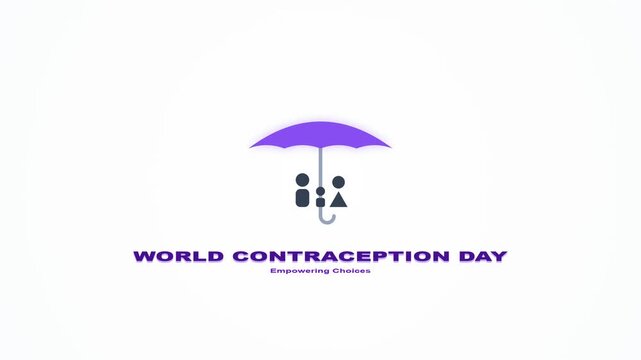 Contraception Day Icon with Purple Umbrella and Couple Silhouette
