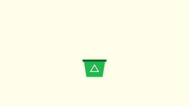 Bucket with Broom Icon Flat Vector Animation for Cleaning Concepts