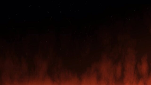 Burning hot sparks rising or flying up from the fire in the dark night sky overlay on black Background 4K
