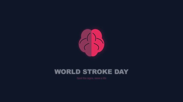 Stroke Awareness Animation with Glowing Brain and Lightning Symbol