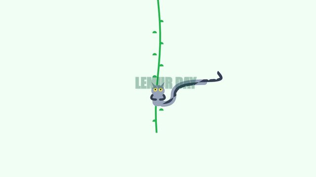 Lemur Day Celebration Illustration with Cute Cartoon Lemur on Vine