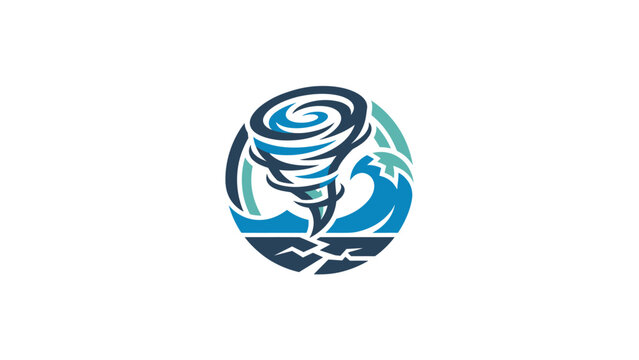 Tornado and Wave Storm Icon - Natural Disaster Symbol