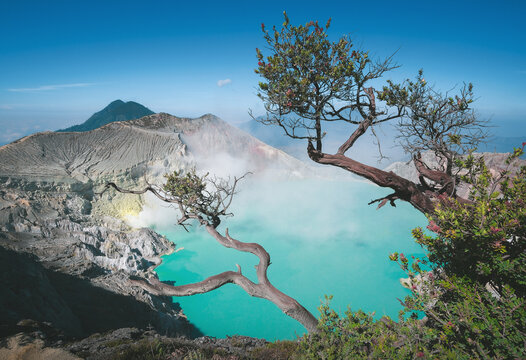 Natural landscape of Ijen volcano on Java Island, Indonesia.