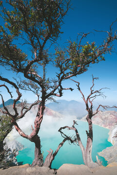 Natural landscape of Ijen volcano on Java Island, Indonesia.