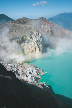 Natural landscape of Ijen volcano on Java Island, Indonesia.