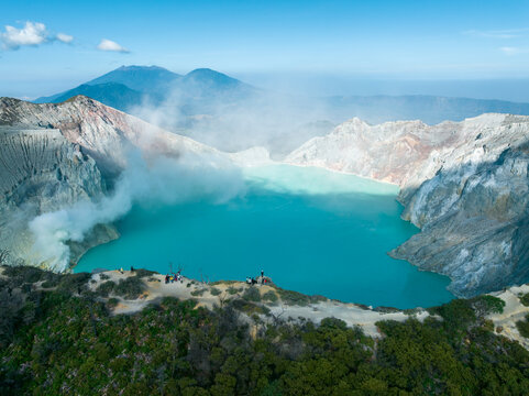 Aerial view of Ijen volcano on Java Island, Indonesia.