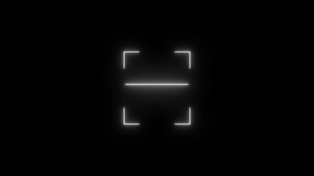 Barcode scanner QR code Neon shine Icon animation isolated on black background with alpha channel