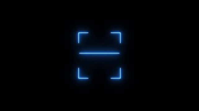 Barcode scanner QR code Neon shine Icon animation isolated on black background with alpha channel
