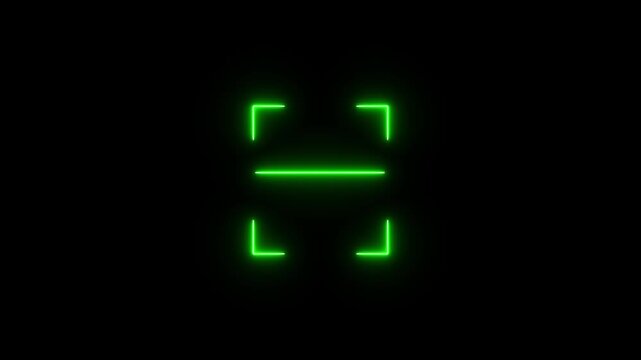 Barcode scanner QR code Neon shine Icon animation isolated on black background with alpha channel