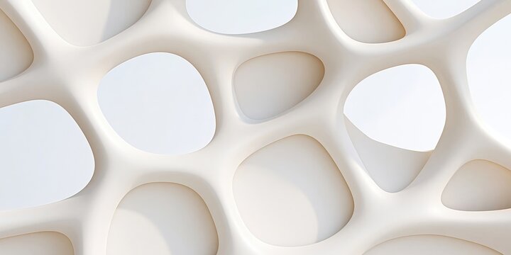 Minimalist abstract voronoi pattern with matte white and beige hues