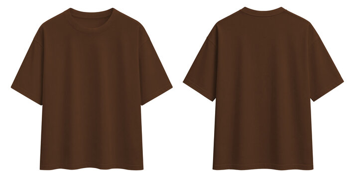 Brown T-Shirt Apparel Mockup Front and Back Isolated Background