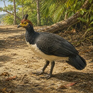 Maleo Bird Walking on the Forest Floor in Tropical Sulawesi