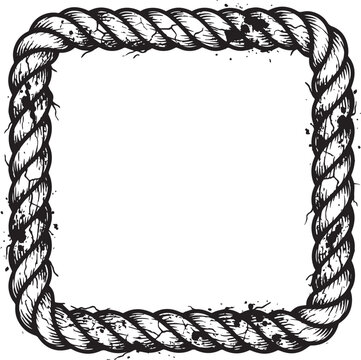 Square frame made of thick nautical rope rope frame