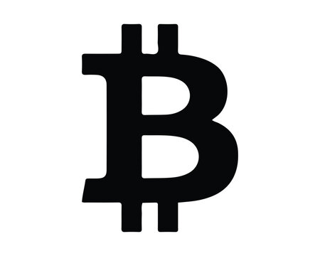 Black bitcoin cryptocurrency symbol icon isolated on white background with cryptocurrency currency blockchain investment exchange commercial