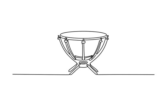 Continuous single line drawing of a timpani drum