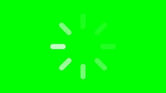 Animated spinner loading icon centered on a green screen background, ideal for chroma key compositing in video editing and UI design.