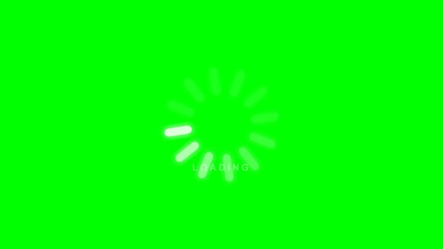 Animated spinner loading icon centered on a green screen background, ideal for chroma key compositing in video editing and UI design.