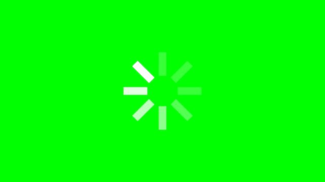 Animated spinner loading icon centered on a green screen background, ideal for chroma key compositing in video editing and UI design.