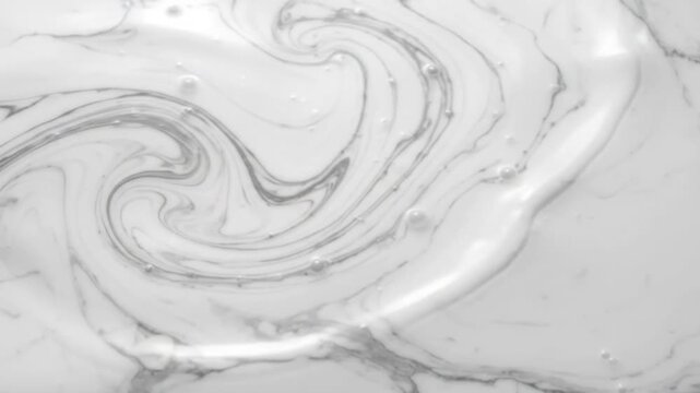 white marble liquid swirling with black veins macro cosmetic texture background