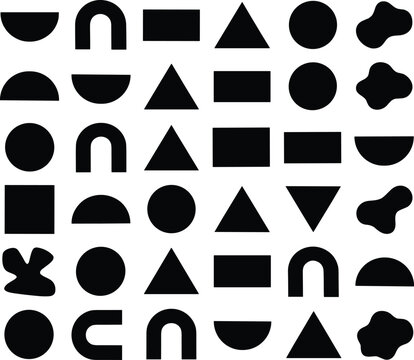 Geometric shapes set with circles triangles rectangles and organic blobs vector illustration geometric triangle rectangle illustration background