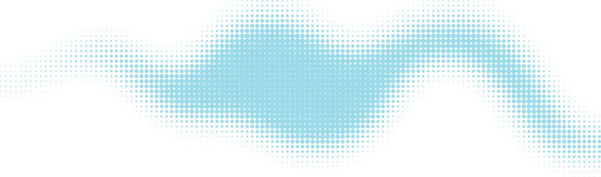 Abstract light blue wave shape made of dots with a soft motion blur effect for modern digital design background and technology graphic elements isolated on transparent background, Vector