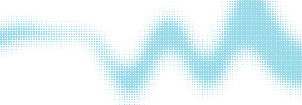 Abstract light blue halftone wave pattern graphic design isolated on transparent background, Vector