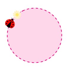 Flying ladybug frame. Ladybug speech bubble. Dialogue message frame with flying ladybird. Cartoon beetle chat cloud. Ladybug summer template © Stock Arza