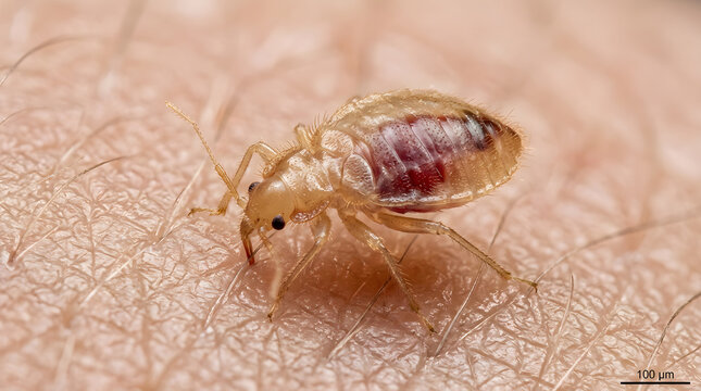 Close-up of a Bed Bug on Human Skin