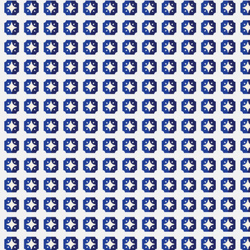Geometric blue and white mosaic tile pattern for Mediterranean style seamless background design.