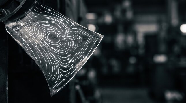 Propeller blade showing aerodynamics airflow vortex lines pattern