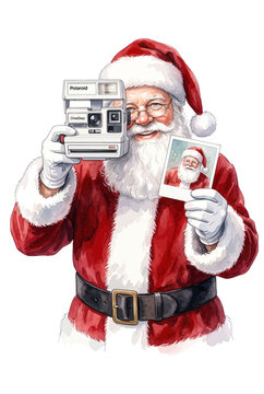  Santa Holding Vintage Instant Camera Vignette.svg
