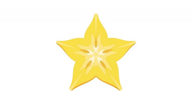 Fresh Star Fruit Slice Graphic Illustration on White Background Isolated Carambola Star Shaped Exotic Tropical Fruit Ico