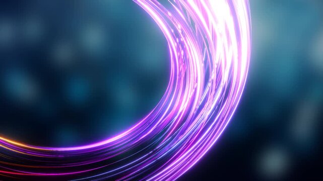 3D Render A mesmerizing 3D render video captures a dynamic, swirling vortex of vibrant light trails against a dark