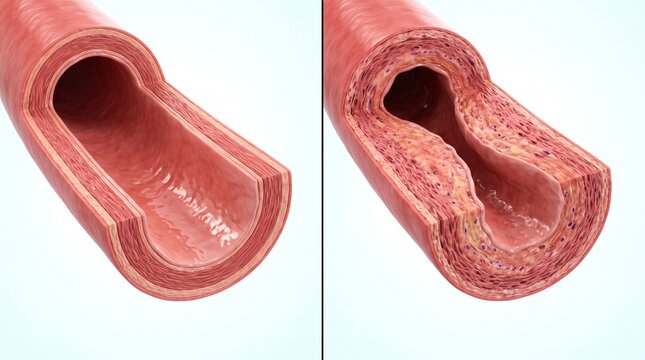 Healthy Artery vs Arteritis Inflamed Blood Vessel Medical Comparison