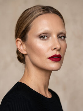 Invisible Brows Makeup with Red Lips