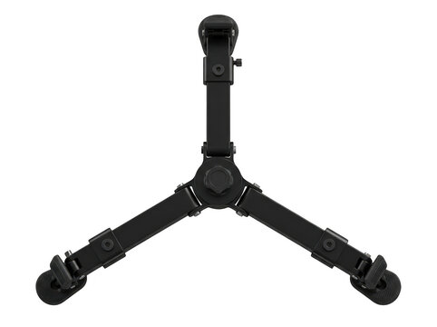 A black tripod-style camera stabilizer with adjustable legs and a central mount.