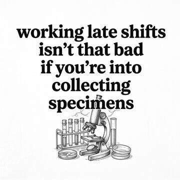 Working Late Shifts Isn't That Bad If You're Into Collecting Specimens Funny Science Laboratory Quote Vector