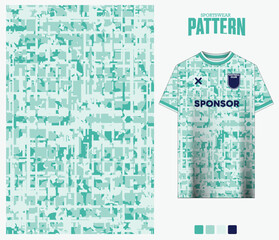 Fototapeta premium Mint green distressed abstract pattern for sports jersey fabric design. Vector illustration.