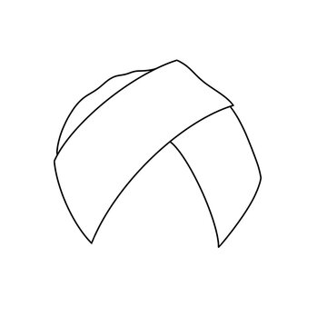 Indian dastar headwear black and white hand drawn clip art 