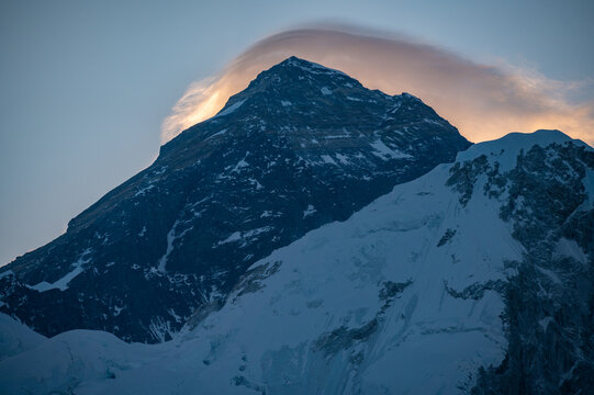 Scenery view of Mt.Everest before sunrise seen from Kala patthar in Nepal. Mount Everest is Earth's highest mountain above sea level (8,848 m).