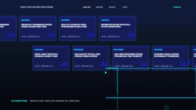Cold war internet headlines, arms race news, global conflict data, abstract technology background