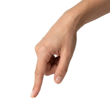 Male hand pointing index finger downward for selection